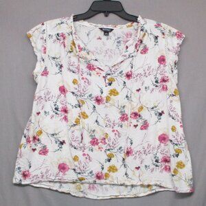 Buffalo David Bitton Sleeveless Floral Blouse White Women Size | M